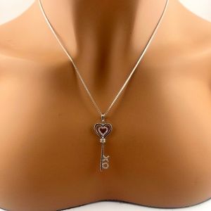 14k Gold Vermeil REAL diamond XO key Lock Pendant charm for women Best Gift SALE